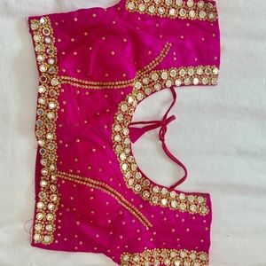 Saree hot pink top
